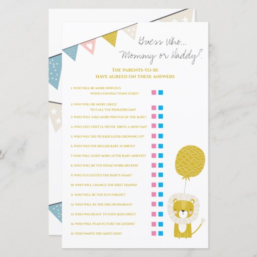 Gold Lion Guess Who Mommy / Daddy Baby Showspiel (Vorne/Hinten)