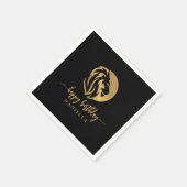 Gold Lion Leo Happy Birthday mit Namen Serviette (Ecke)