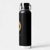 Gold Lion Logo mit beliebigem Namen Trinkflasche (Rückseite)