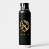Gold Lion Logo mit beliebigem Namen Trinkflasche (Links)