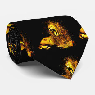 Gold Lion Print auf Black Men Necktie Krawatte