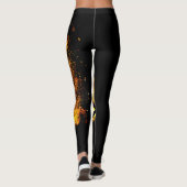 Gold Lion Roaring Print Leggings (Rückseite)