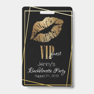 Gold Lip Print Junggeselinnen-Abschied Abzeichen Ausweis