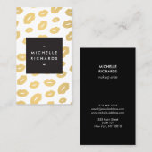 Gold Lip Print Makeup Artist Beauty White Visitenkarte (Vorne/Hinten)