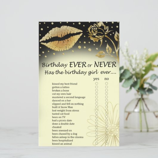 Gold Lippen Geburtstag, oder nie Spiel (Stehend Vorderseite)