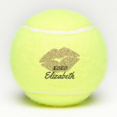Gold Lippen Kiss My Ace Personalisiert Tennisbälle (Rückseite)
