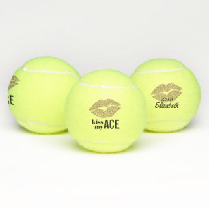 Gold Lippen Kiss My Ace Personalisiert Tennisbälle