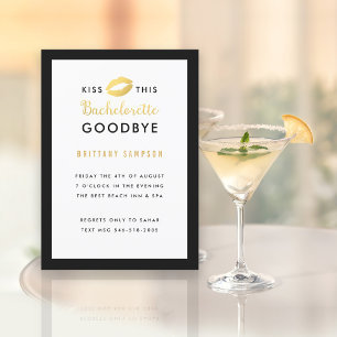 Gold Lippen Küssen Bachelorette Auf Wiedersehen Einladung