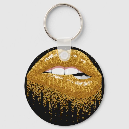 Gold Lippen Schlüsselanhänger (Vorderseite)