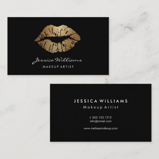 Gold Lippen schwarz machen Visitenkarte (Vorne/Hinten)