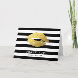Gold Lippen Schwarz-weiße Streifen Danke Karte