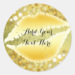 Gold Lips Confetti Glitzer Classic Mode Beauty Runder Aufkleber