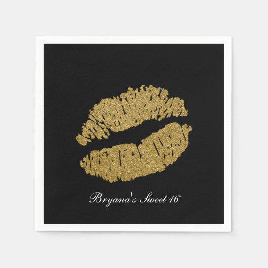 Gold Lips Imitate Sparkasse Kiss Beauty Makeup Par Serviette (Vorderseite)