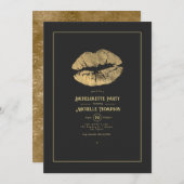 Gold Lips Junggeselinnen-Abschied Einladung (Vorne/Hinten)