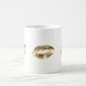 Gold Lips Kiss & Gold Dots Muster Kaffeetasse (Mittel)