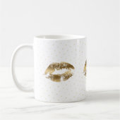 Gold Lips Kiss & Gold Dots Muster Kaffeetasse (Links)