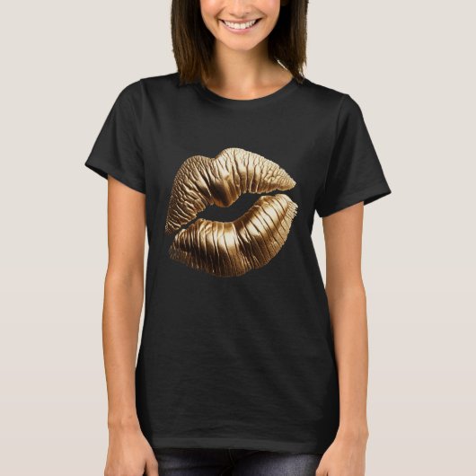 Gold Lips Kiss T-Shirt (Vorderseite)