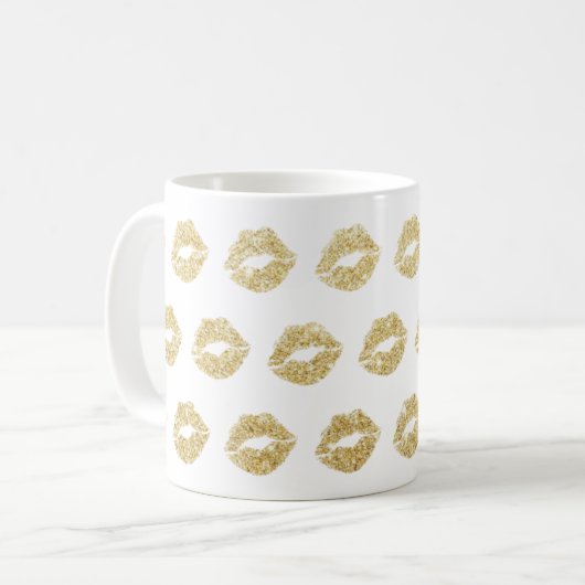 Gold Lips Kiss Tasse (Vorderseite Links)