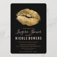Gold Lips Lipstick Fingerie Dusche Einladung
