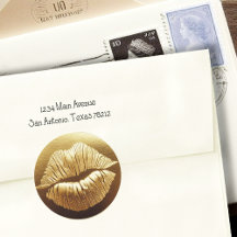 Gold Lips Lipstick Kiss SWAK Klassischer Round Sti