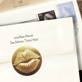 Gold Lips Lipstick Kiss SWAK Klassischer Round Sti Runder Aufkleber