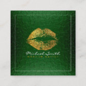 Gold Lips machen Künstler zu einem modernen grünen Quadratische Visitenkarte (Vorderseite)