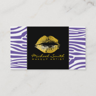 Gold Lips Makeup Artis Modernes Zebra Skin #4 Visitenkarte