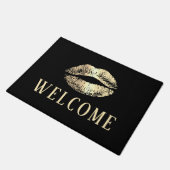 Gold Lips Print Beauty Salon Wellness-Center Willk Fußmatte (Schrägansicht)