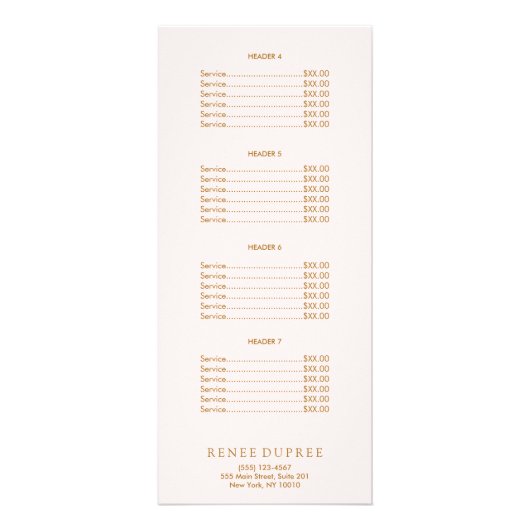 Gold Lipstick Pink Makeup Artist Service Menü (Hinten)