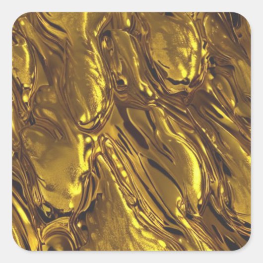 Gold Liquid Quadratischer Aufkleber (Vorderseite)