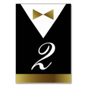 Gold & Little Black Dress Tuxedo Tischkartennummer Tischnummer (Rückseite)