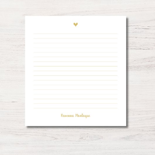 Gold Little Heart Handwritten Name Lined Notizblock