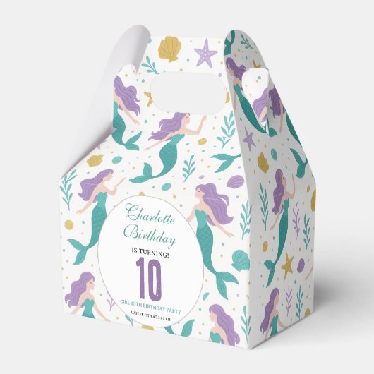 Gold Little Mermaid 10th Birthday | Under the Sea Geschenkschachtel (Rückseite)