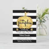 Gold Little Pumpkin Baby Shower Einladungen (Stehend Vorderseite)