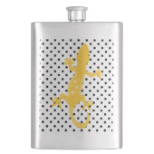 Gold Lizard Schwarz-weiß Polka Dotask Flachmann (Vorderseite)