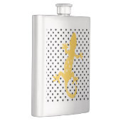 Gold Lizard Schwarz-weiß Polka Dotask Flachmann (Rechts)