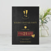 Gold Logo Barber Shop Weihnachts Open House Party Einladung (Stehend Vorderseite)