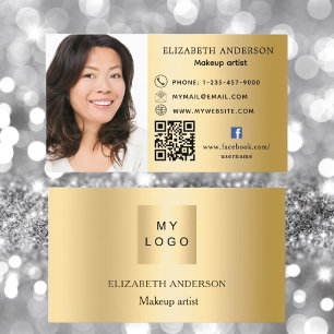 Gold Logo Foto Qr Code Social Media Premium Visitenkarte