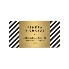 Gold-Logo für das Retro-Schwarz-Weiß-Muster Adressaufkleber