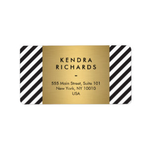 Gold-Logo für das Retro-Schwarz-Weiß-Muster Adressaufkleber