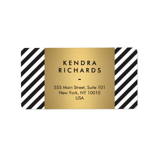 Gold-Logo für das Retro-Schwarz-Weiß-Muster Adressaufkleber (Vorne)