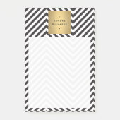 Gold-Logo für das Retro-Schwarz-Weiß-Muster Post-it Klebezettel (Vorderseite)