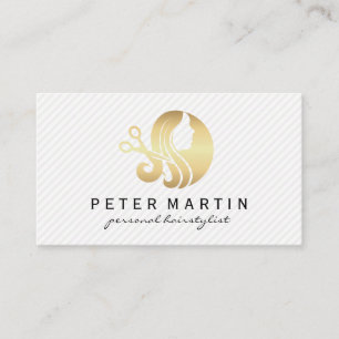 Gold-Logo für Haare und Salon-Scheren Visitenkarte