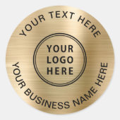 Gold Logo Geschäft Runder Aufkleber (Vorderseite)