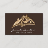 Gold Logo House Real Anwesen Agent Professionals Visitenkarte (Vorderseite)