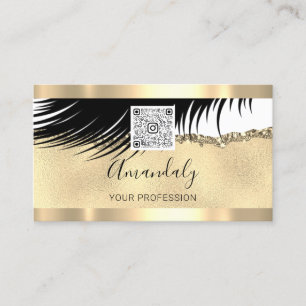 Gold Logo Qr Code 6 Punches 50% OFF Lashes Visitenkarte