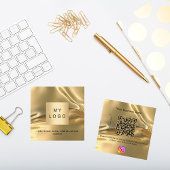 Gold Logo QR Code Instagram folgen Quadratische Visitenkarte