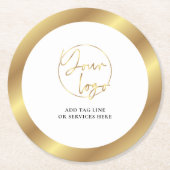 Gold Logo Real Anwesen Corporate Business Event Runder Pappuntersetzer (Vorderseite)