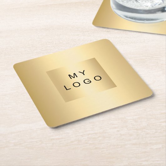 Gold-Logo Rechteckiger Pappuntersetzer (angewinkelt)