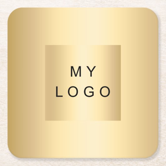 Gold-Logo Rechteckiger Pappuntersetzer (Vorderseite)